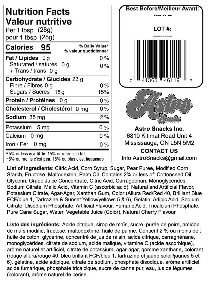 Astro Snack Sour Blasts (Cherry) – Astro Snacks